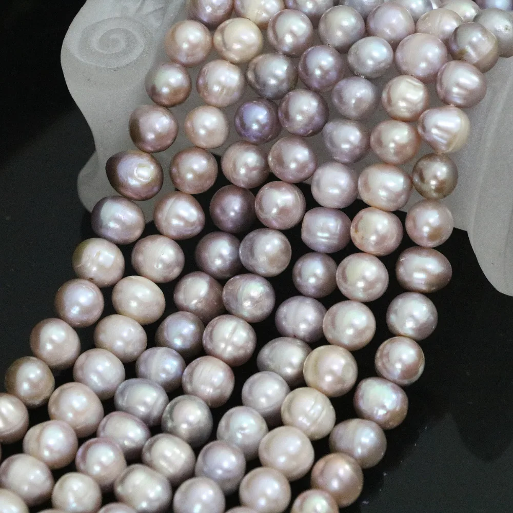 

New 9-10mm natural freshwater purple round pearl beads charms women wholesale retail cultured jewelry making 15inch B1401