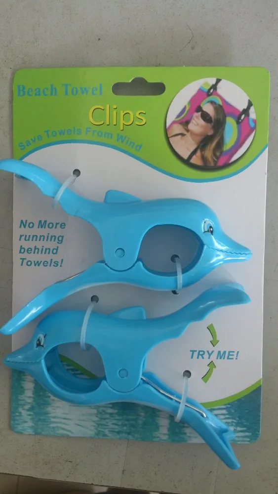 2Pcs/Set Plastic Dolphin Beach Towel Clips Large Sun Bed Lounger Holder Pool Clothes Peg Quilt clip Sock clips