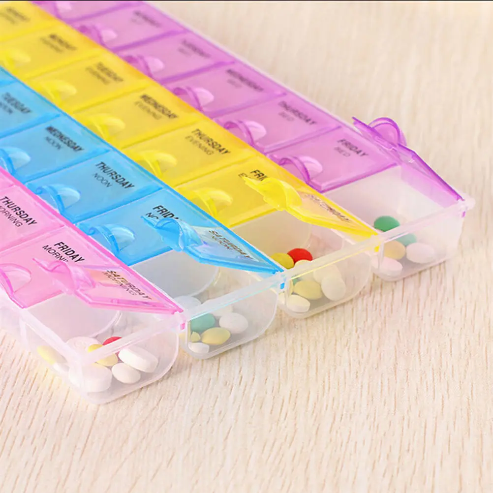 7 Day Pill Medicine Tablet pillbox Dispenser Organizer Case with 28 compartments pill box multicolor container for medicines