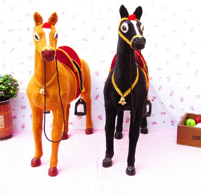 simulation horse with saddle bell ,fur& polyethylene large 50x42cm horse model toy furnishing car accesseries,Christmas gift h2