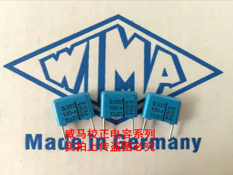 

2020 hot sale 10pcs/20pcs WIMA blue capacitor FKS3 100V 0.033UF 100V 333 33nf P: 10mm Audio capacitor free shipping