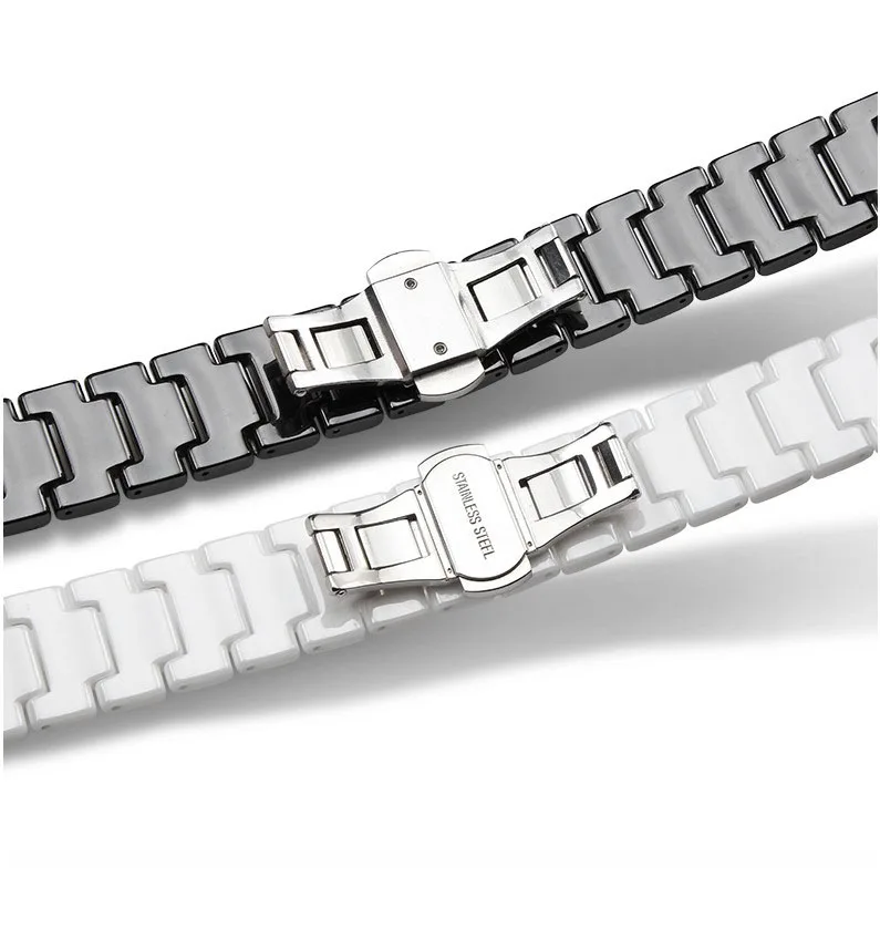 Ceramic Watch Bracelet 14mm 16mm 18mm 20mm 22mm Watchband White Black Ceramic Strap universal Wristwatches Band