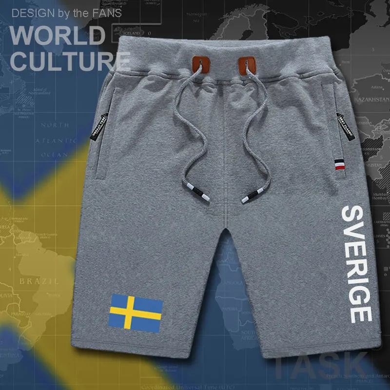 Sweden Sverige mens shorts beach new men's board shorts flag workout zipper pocket sweat letter clothing 2017 Swedish Swede SE