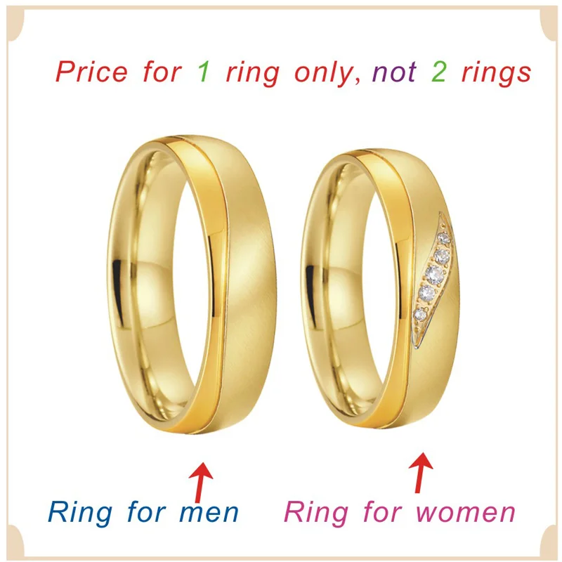 Couple Wedding Rings For Men And Women Plating Stainless Steel Alliances Love His And Hers Proposal Ring Marriage