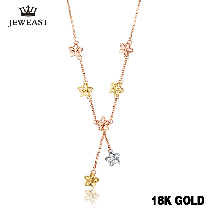 

18k Pure Gold Necklace Solid 750 Chain Lucky Clover Women Gril Gift Fine Jewelry Upscale Party Trendy New