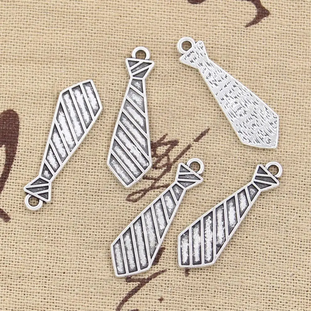 

30pcs Charms Necktie Tie 30x9mm Antique Bronze Silver Color Pendants Making DIY Handmade Tibetan Bronze Silver Color Jewelry