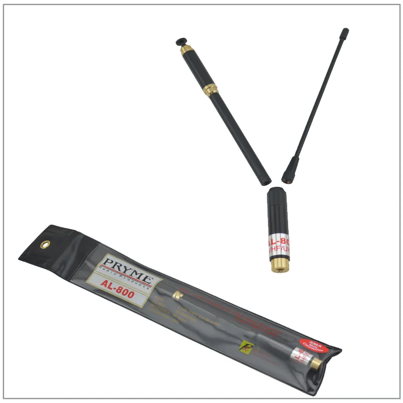 PRYME AL-800 AL 800 AL800 SMA-M SMA-Male Telescopic VHF/UHF Dual Band High Gain Extendable Antenna(SMA-Male Connector)