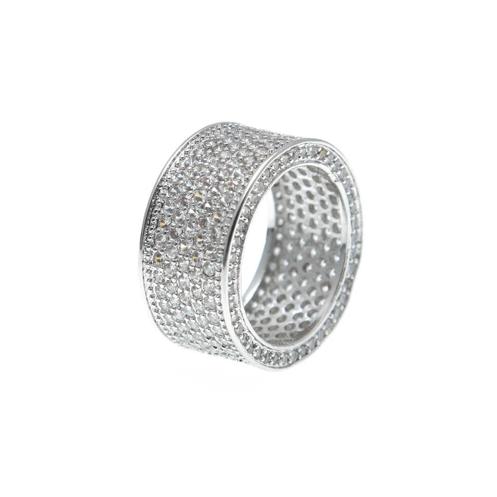 THE BLING KING 12mm Luxury Crystal Micro Paved Cubic Zirconia Finger Rings For Men And Women Engagement Ring Fashion Jewelry