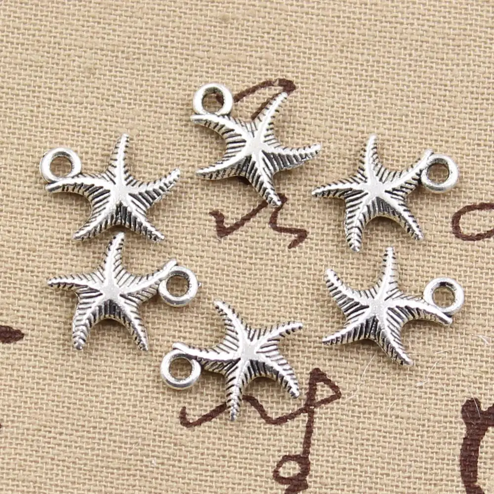 15pcs Charms Double Sided Starfish 16x14mm Antique Making Pendant fit,Vintage Tibetan Bronze Silver color,DIY Handmade Jewelry