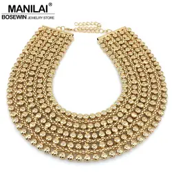 MANILAI Chunky Metal Statement collana per le donne collo bavaglino collare girocollo collane Maxi gioielli Color oro catena Design Bijoux