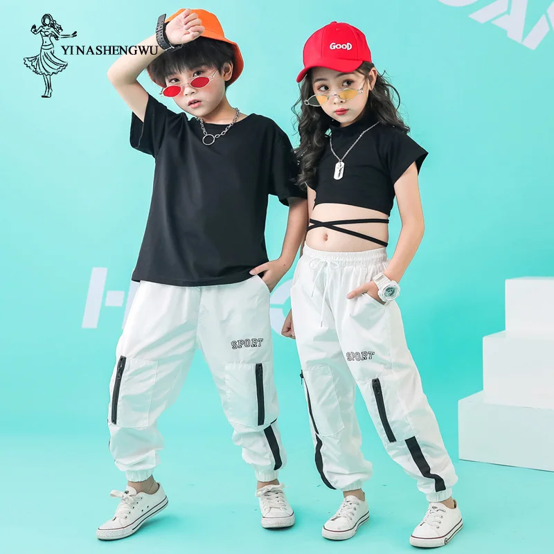 Children Street Dance Clothing for Kids Hip Hop Jazz Dance Costumes Girls Dance Korean Version of the Navel Performance Clothing