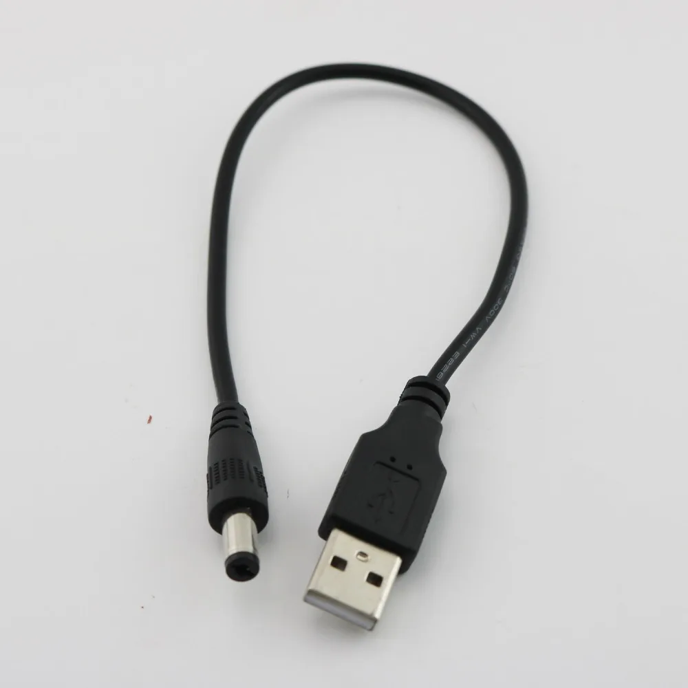 10pcs USB 2.0 Type A Male to DC 5.5 mm/2.1 mm 5 Volt DC Power Supply Socket Charging Adapter Connector Cable 25cm