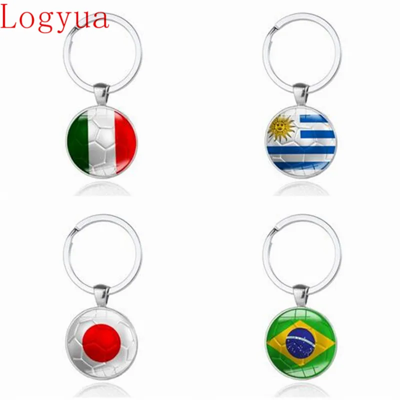 100pcs New 2018 Football Car Keychain Keyring For Spain Italy Japan Brazil Australia Cameroon Croatia Uruguay Flags