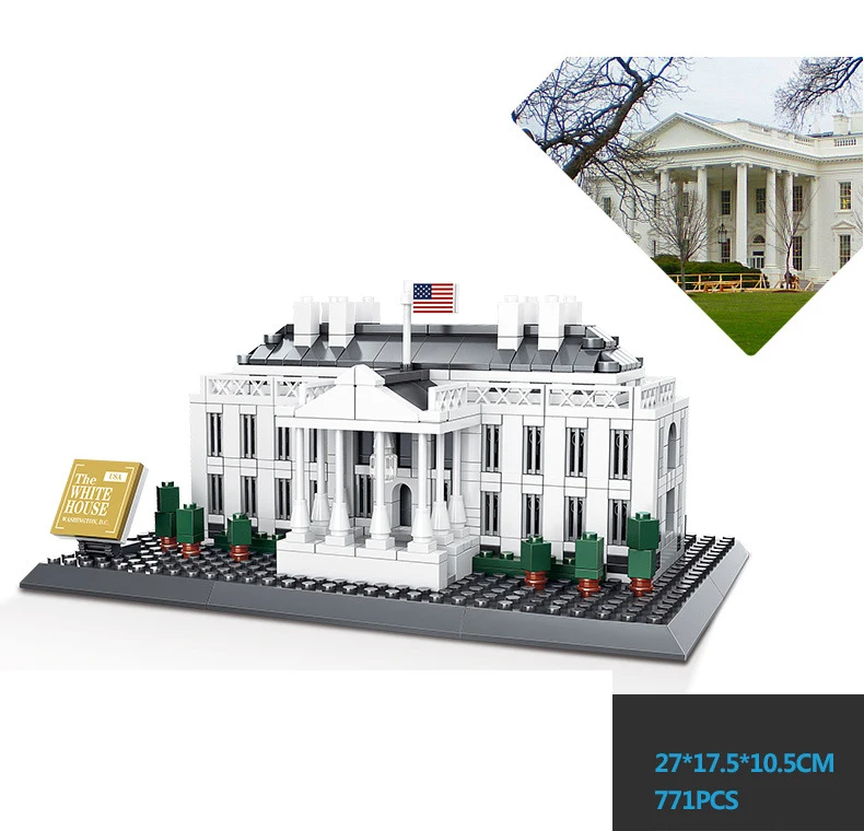 World Modern Famous Architecture Building Bricks White House Washington D.C. United States Block President Office Model Toys