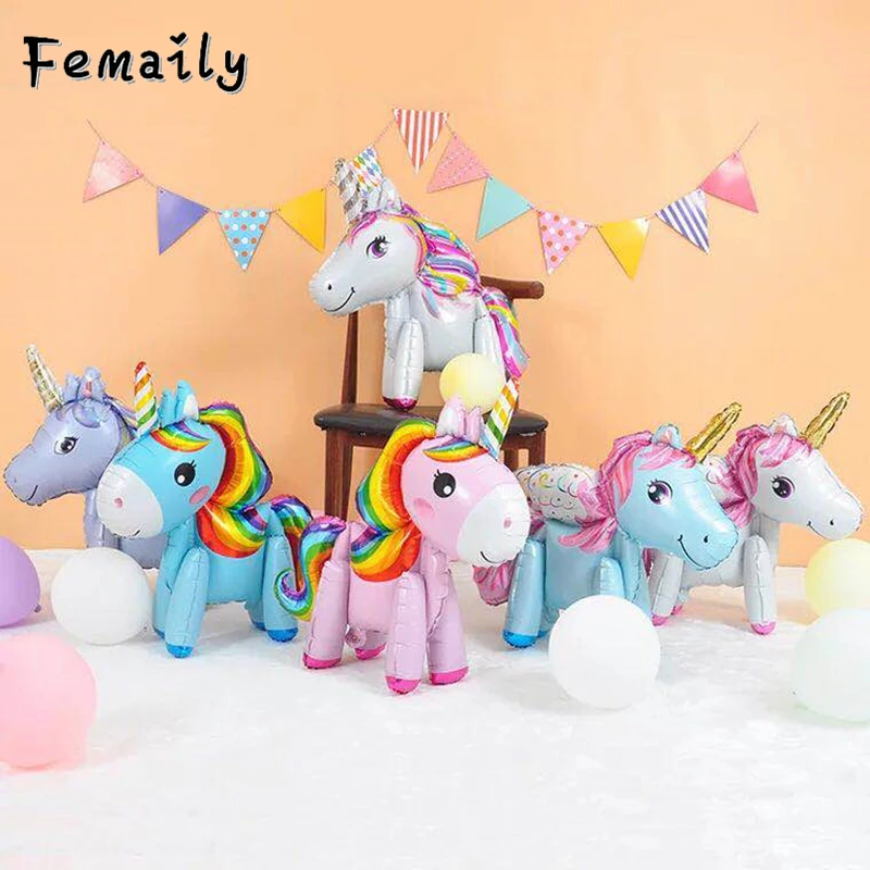 1pc 57cm Rainbow Unicorn Balloons Foil Figures Unicorn Party Decor Birthday Decoration Ballon Party Favors Baby Shower Girl Boy