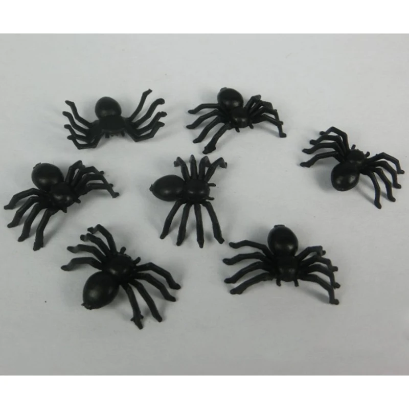 50Pcs novelty party spiders halloween terror halloween prop haunted house bar horrific decoration soft plush black spider Toy