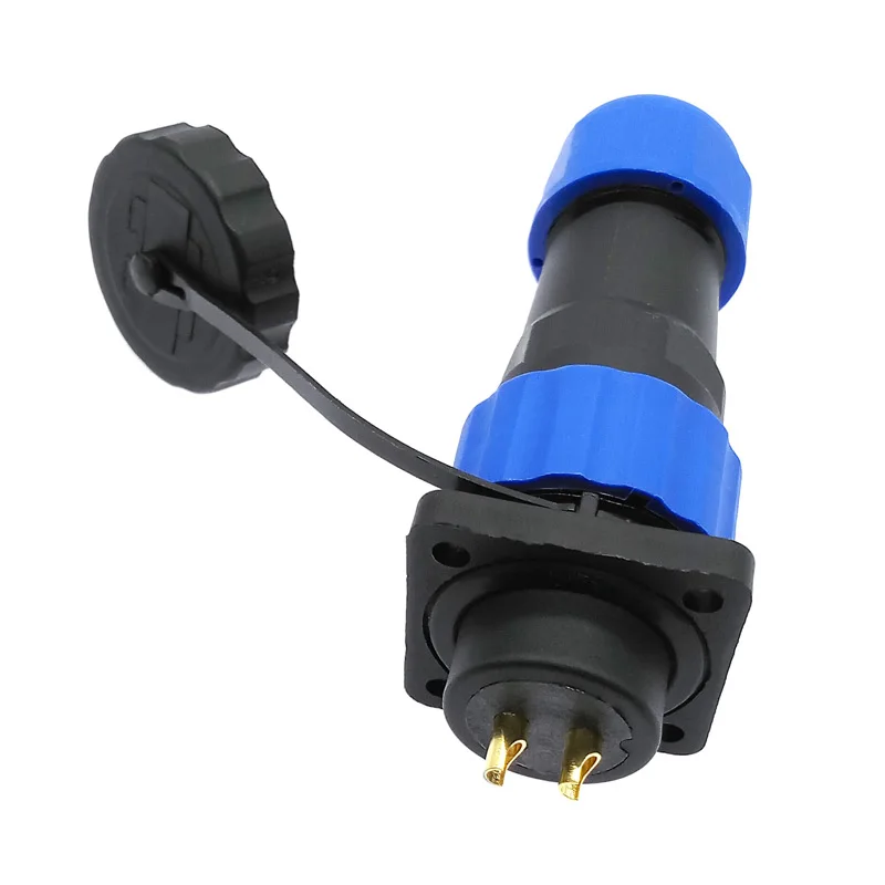 SP20 waterproof connector plug and socket with flange 4 hole IP68 2 pin 3/4/5/6/7/8/9/10/12/14Pin