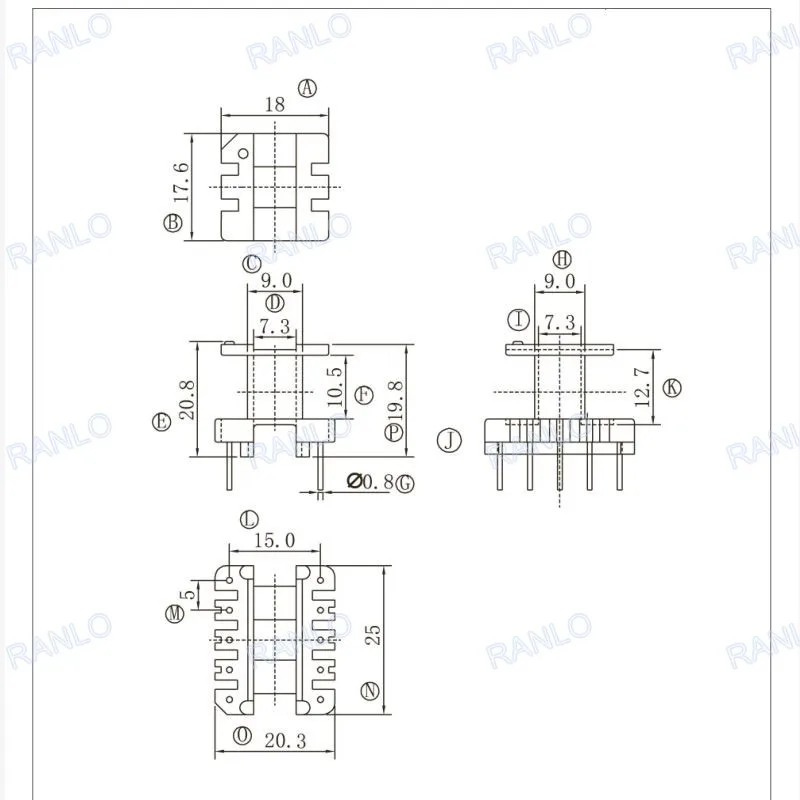 EE25  10pin Transformer Bobbin Frame PC40 Ferrite Core Vertical