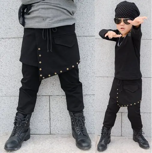 

New Fashion Children's Clothing Harem Hip Hop Dance Pants Panelled Spliced Skinny Sweatpants kids Punk sports trousers