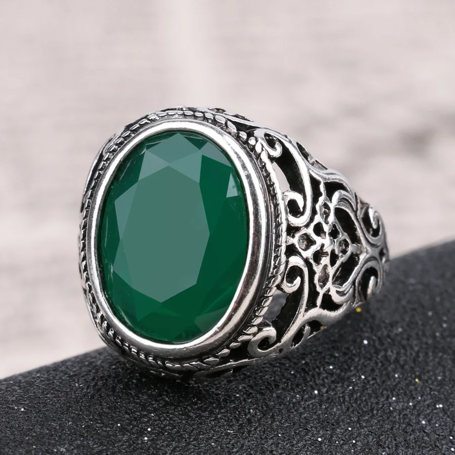 Best Price New Fashion Rings for Men Stone Antique Silver Color Plating Ring for Party Vintage Rings Jewelry 31057