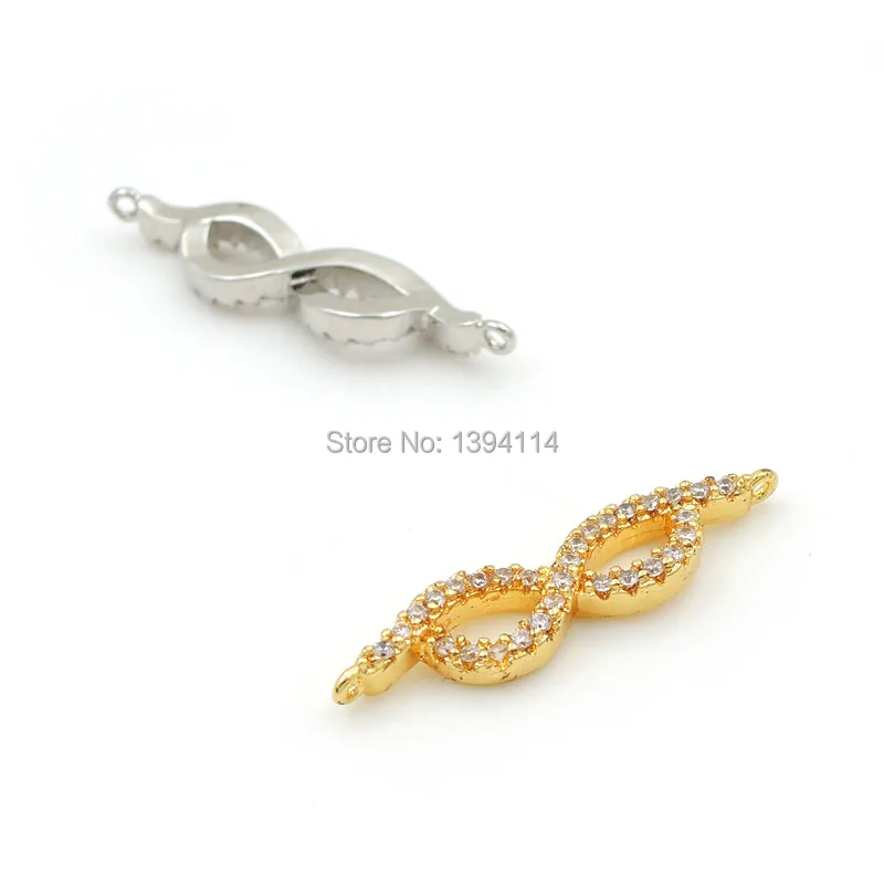 24*5*3mm Micro Pave Clear CZ Bow Connector Fit For Women As DIY Bracelets Accessory