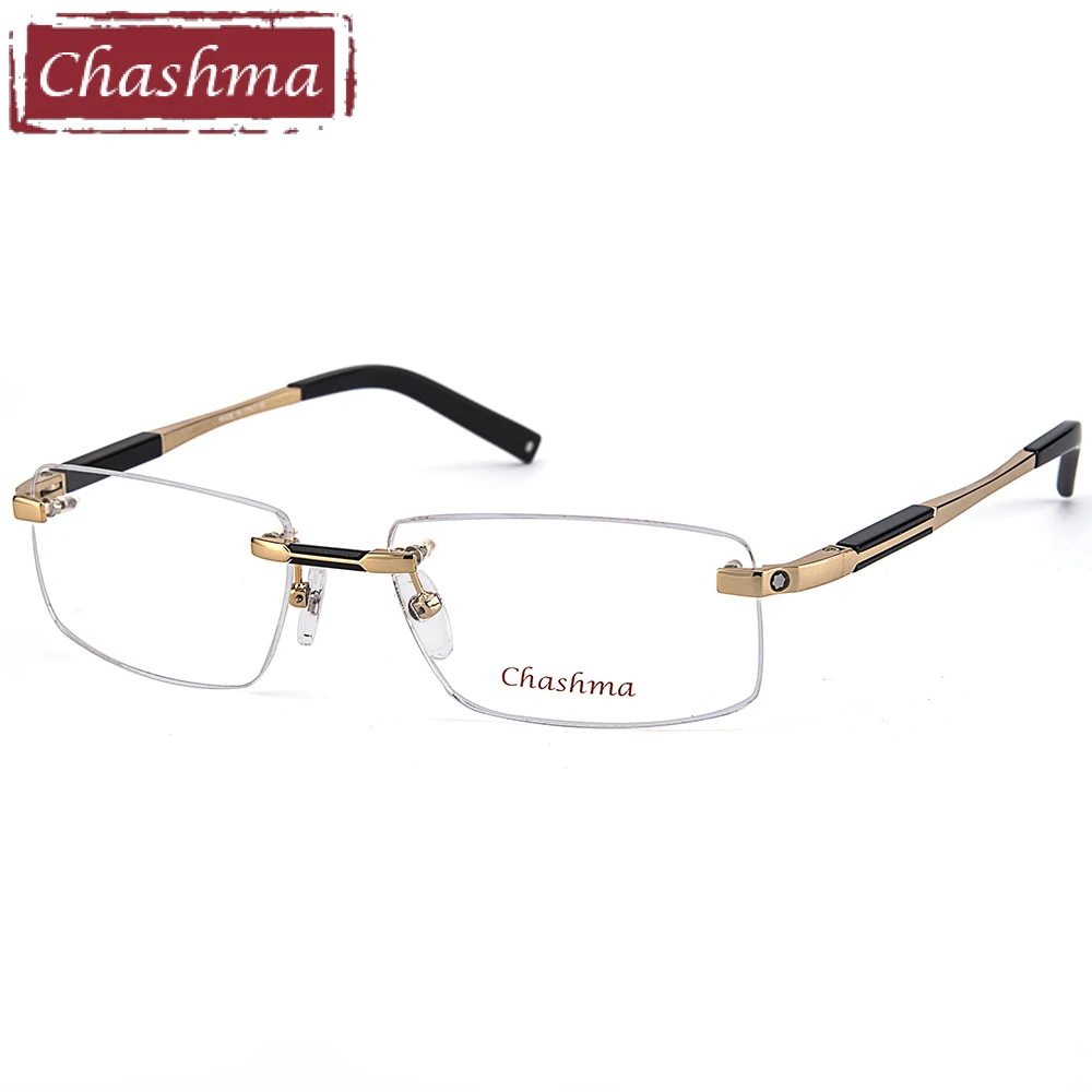 

Chashma Top Quality Rimless Eyeglasses Titanium Glasses Frame Brand Optical Glasses Frame Men