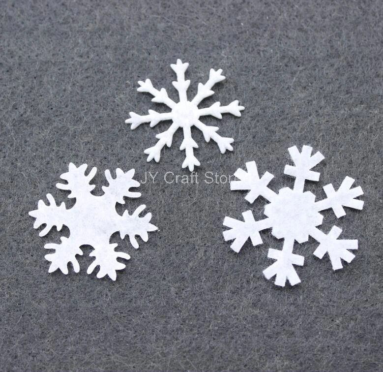 500pcs/lot Mini White Felt Snowflake Applique Patch Non-Woven Fabric Edelweiss mixed size X'mas Festival Decor, DIY Works