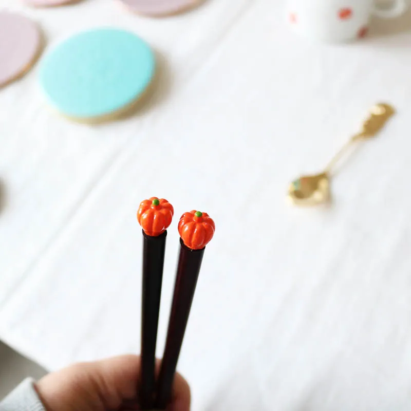 Solid Wood Handmade Vegetable Head Jujube Wood Long Chopsticks Children's Fun Solid Wood Hotpot Slender Chopsticks