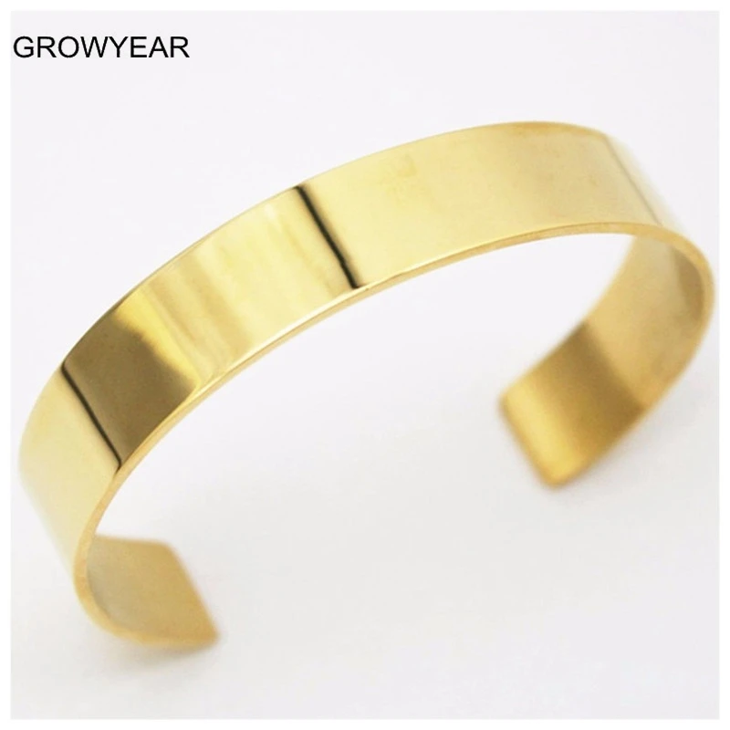 Stainless Steel Jewelry Bangles Logo Simple Golden Cuff Bracelet Mens Women