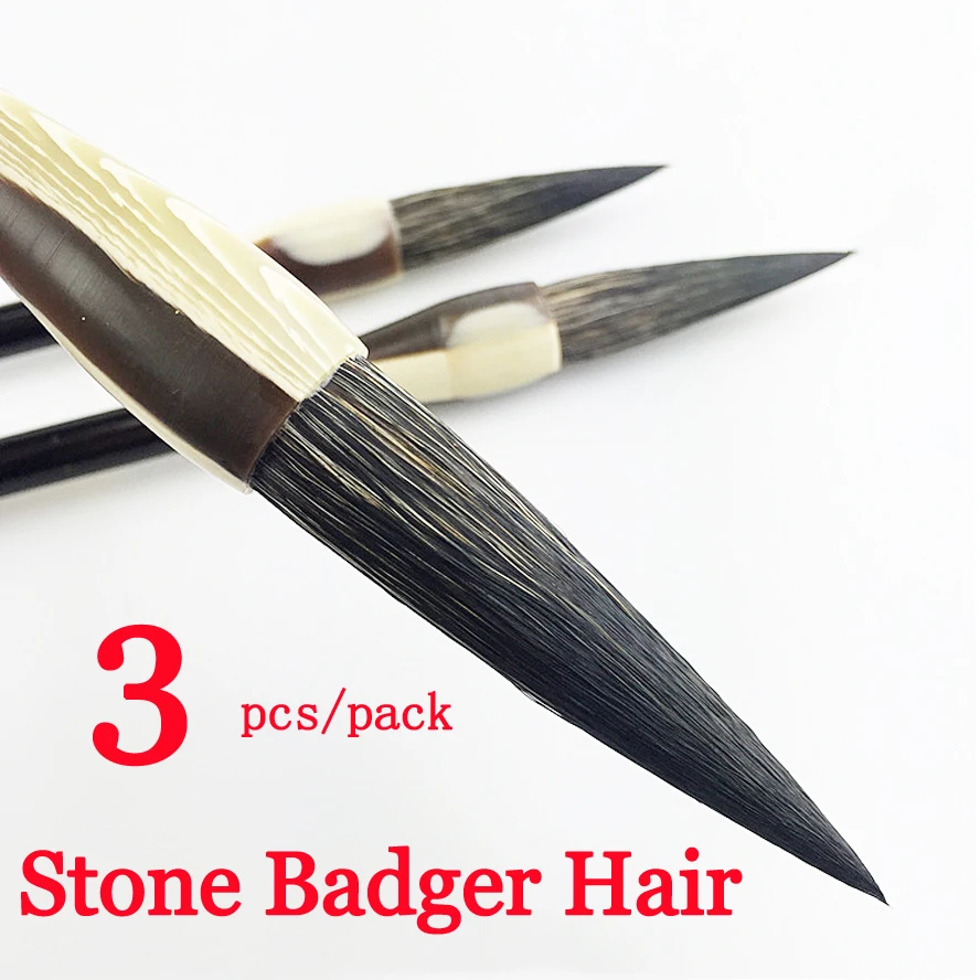 3pcs/pack Long NIB Chinese calligraphy brushes pen for Stone Badger Hair ink brush pen gift box set