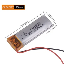 3.7V 300mAh Rechargeable Battery 601235 Lithium Polymer Li-Po ion batteries For DIY Mp3 GPS PSP bluetooth Headphone Headset