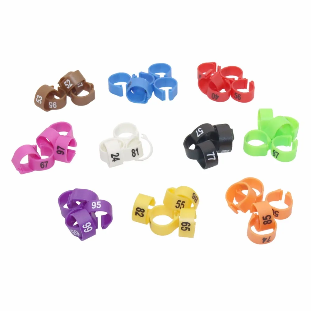 10 colors x 100 pcs Birds Plastic foot Rings 12MM 14MM 10 colors Suitable for a variety of birds Bird training supplies NO.1-100