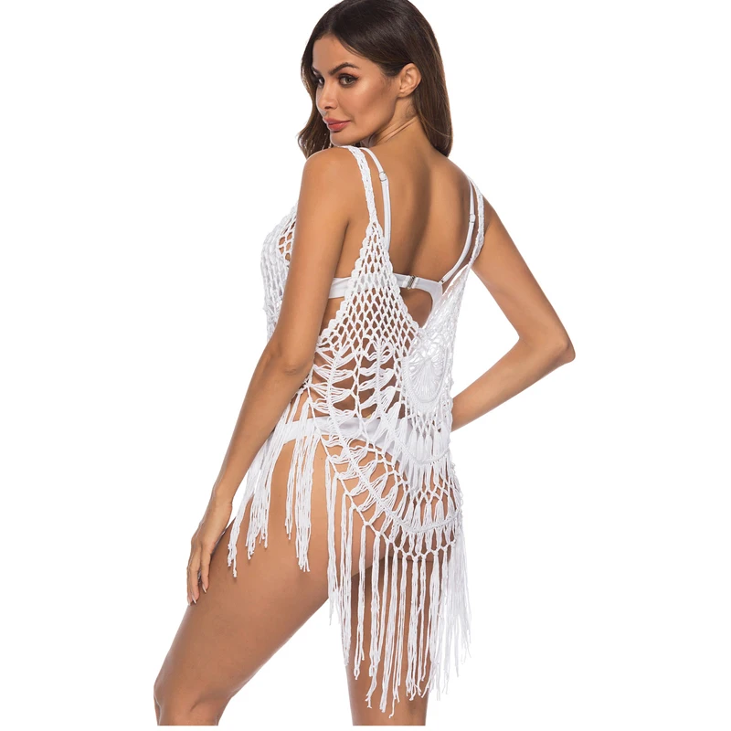 Vestido playero de punto para mujer, ahuecada túnica de punto, Pareos, Bikinis, trajes de baño, bata de playa, novedad de 2019