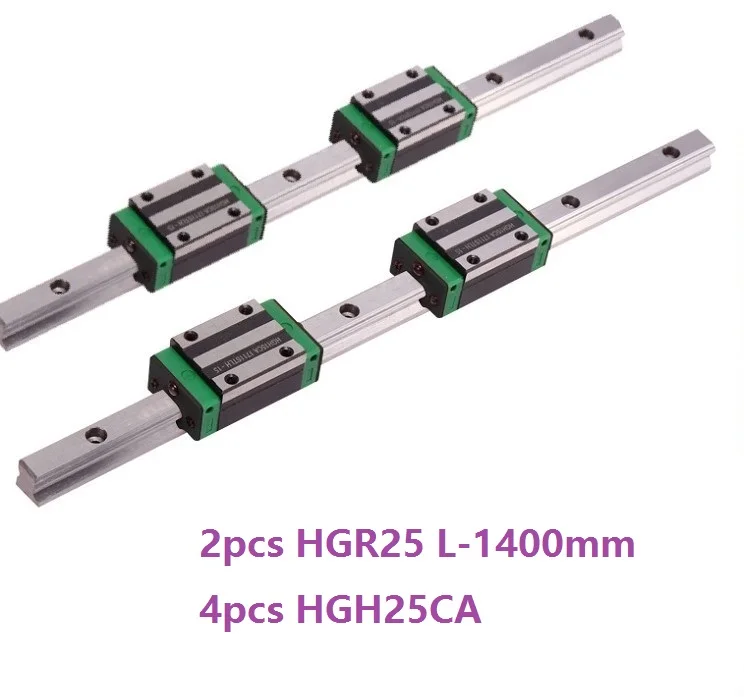 

2pcs China made HGR25 L-1400mm linear guide/rail + 4pcs HGH25CA linear narrow blocks CNC router parts