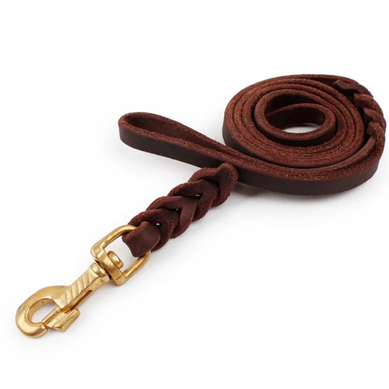 1.8m/2.8m Braided Real Leather Dog Leash pet Walking Training Leads for German Shepherd Golden Retriever Medium Large Big Dogs