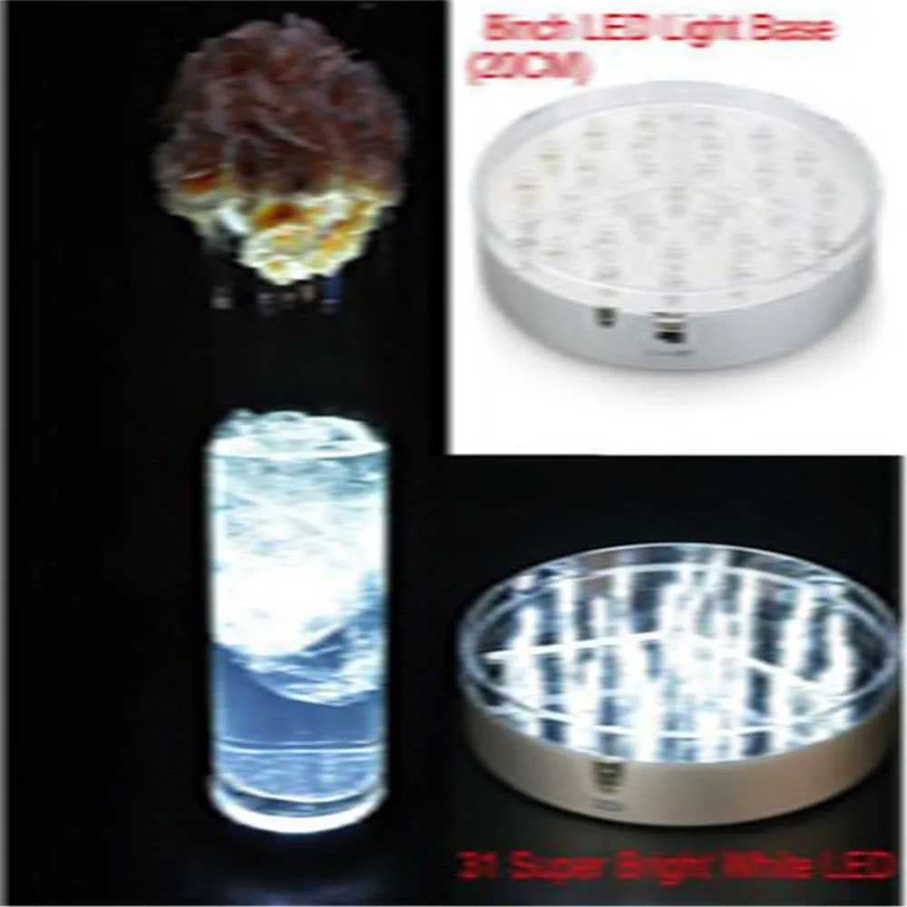 

Centerpiece Lighting !!! 8inch White LED Under Vase Light Base 3AA Battery Operate With 31pcs White LED Lights Super Bright!!!