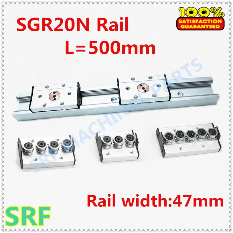 47mm width aluminum profile built in double axis linear guide SGR20N roller slide rail L=500mm+1pcs SGB20N wheel slide block