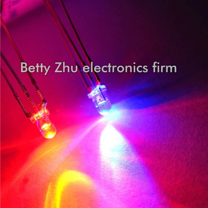 

1000PCS/LOT LED 3MM round red and blue light-emitting diode (common cathode diode) transparent shell water clear