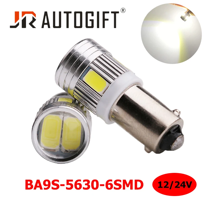 100x Super bright BA9S T4W 5630 5730 6 SMD Projector 12V 24V White interior indicator bulb door Lights led AUTO lamp Car styling