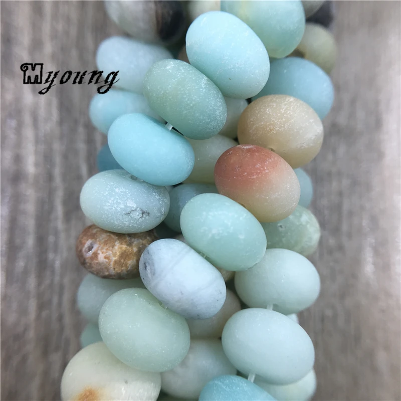 Matte Amazonite Abacus Beads,Natural Stone Rondelle Beads For Jewelry Making, 5Strands/Lot  MY0004