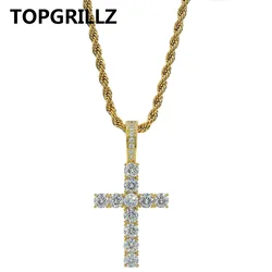 TOPGRILLZ Hip Hop Pico Harvey Cross Pendant Necklaces Micro Pave AAAA+ CZ Necklace 18'' 20'' 24