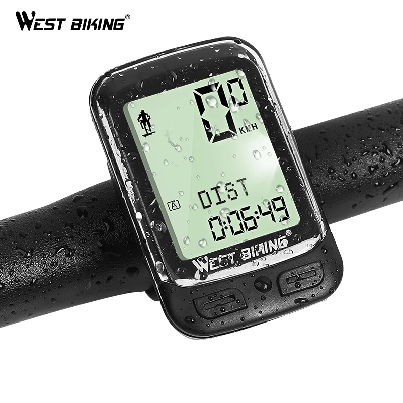 WEST BIKING Waterproof 5 Language Bike Computer Wireless Stopwatch MTB Road Bike Speedometer Cycling Odometer Bicycle Computer