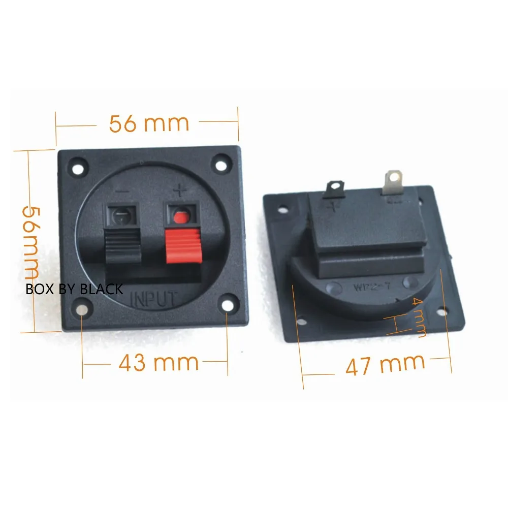 50PCS/LOT wholesale 56mmX56mm Square 2-Way Subwoofer Speaker Junction Box Speaker Terminal Binding Post