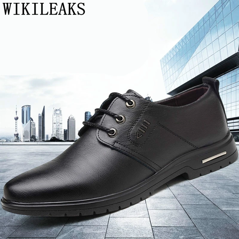 Mens Winter Footwear Office Shoes Mens Dress Shoes Genuine Leather Formal Shoes Men Classic Derbi Botas Hombre Erkek Ayakkabi