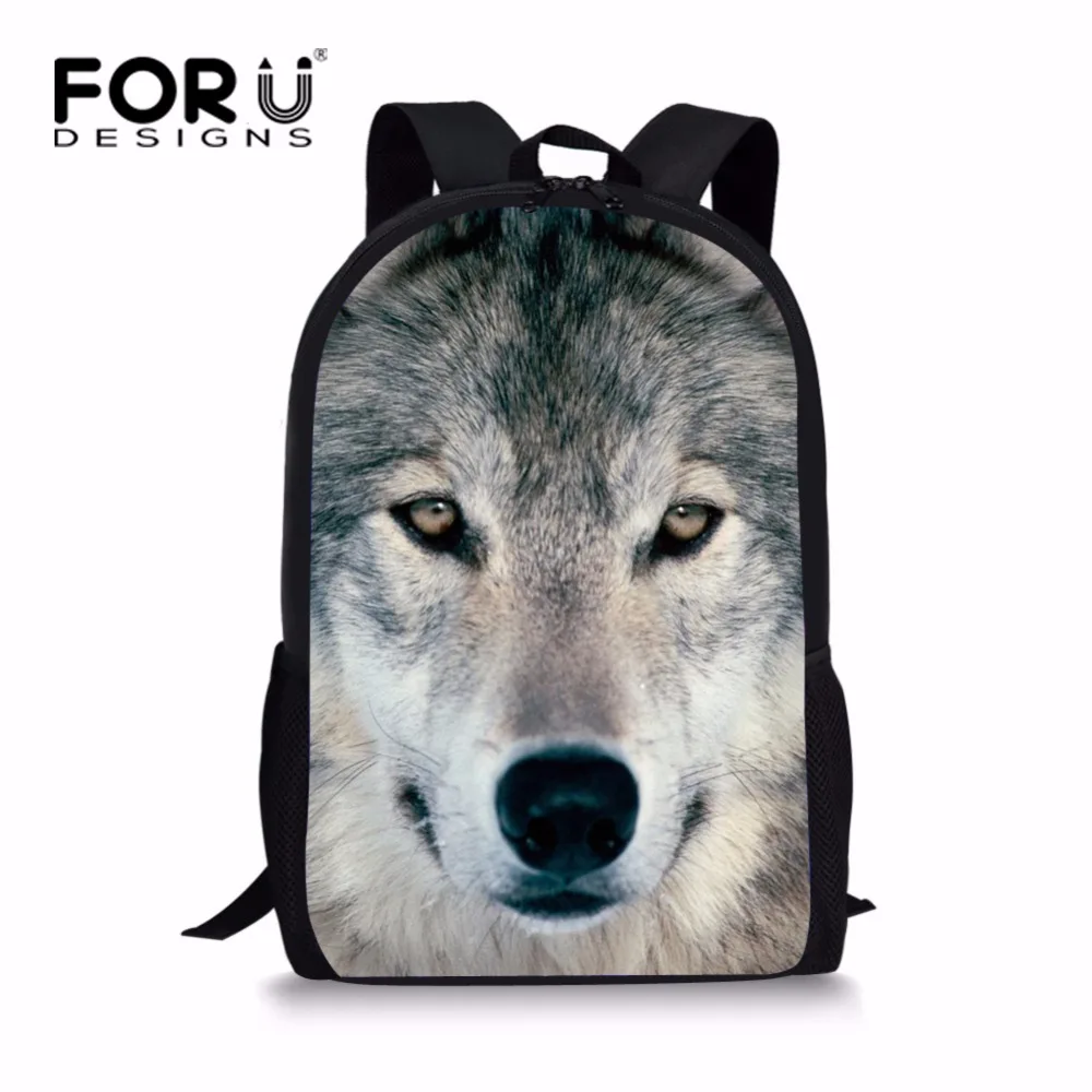 

FORUDESIGNS Cool Children Boys Zoo Wolf School Backpack Unique 3d Kids Bagpack for Child Student Stylish Toddler Bookbags