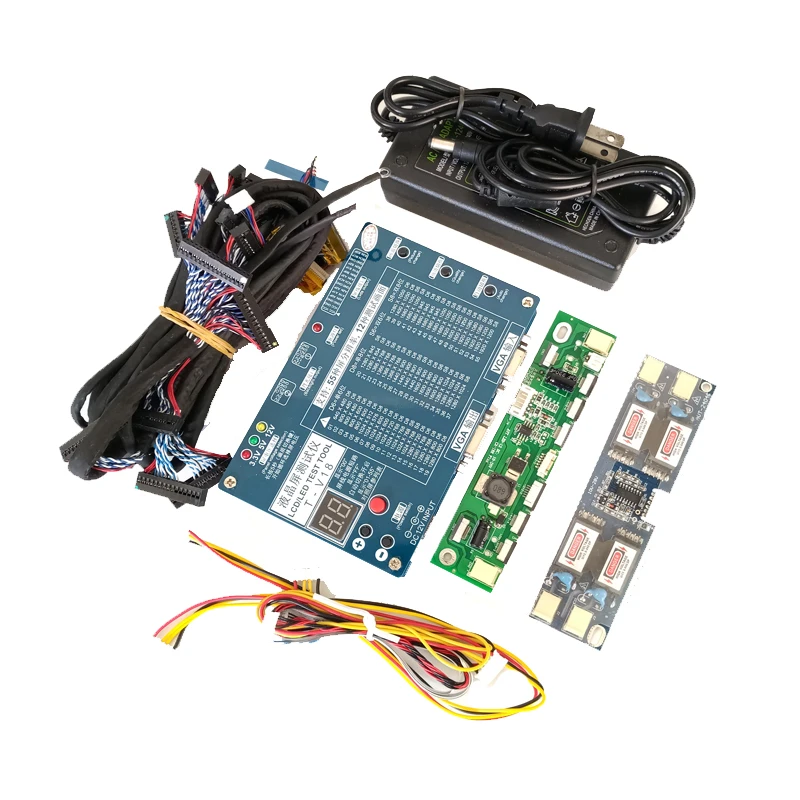Kit de Teste de Painel de Led Laptop tv Lcd Led Testador de Painel Suporte 784 Lâmpadas Interface Lvds 14 Linha de Tela Mais Placa de Alta Pressão Mais Adaptador