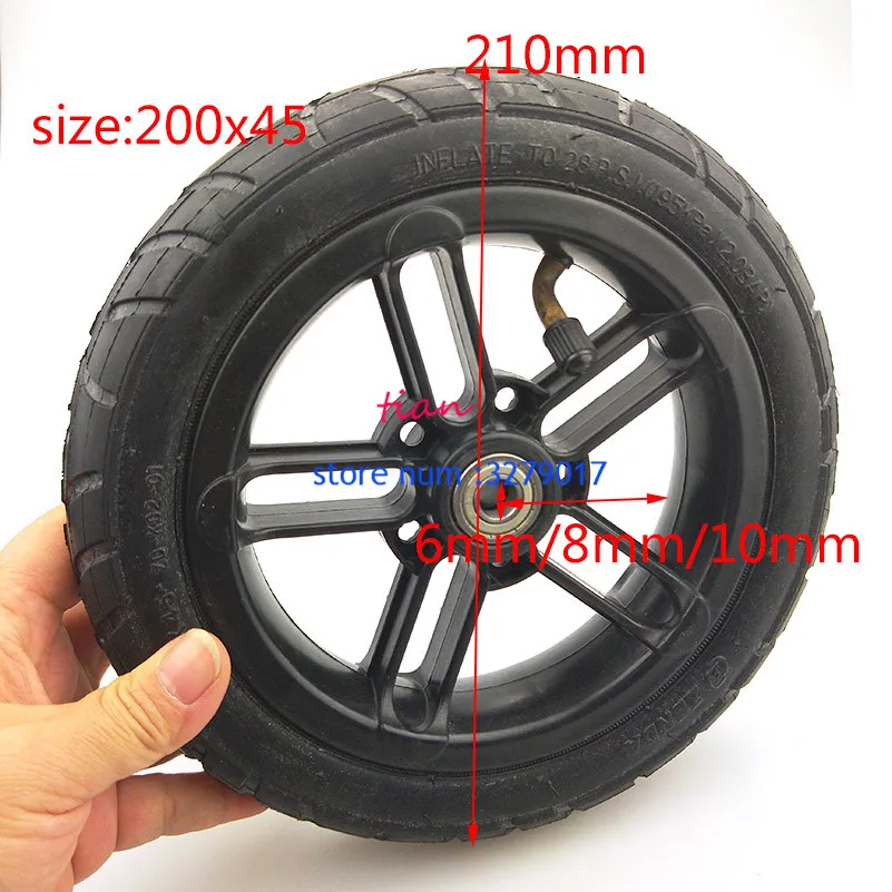 6mm 8mm 10mm inner hole Good quality wheel 200x45  8 inch Castor Wheel with Tyre & Tube motorcycle parts electric scooter