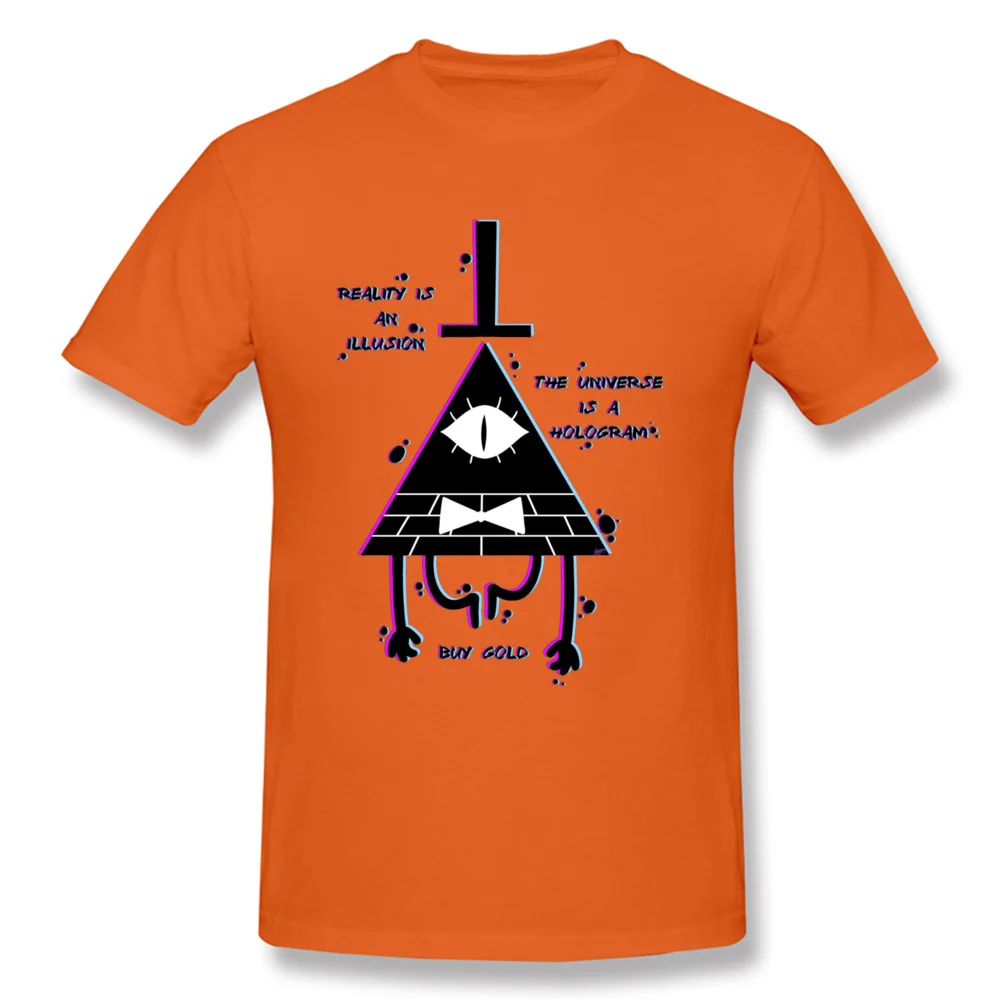 Male Tshirt Illusion Gravity Fall T Shirt Illuminati T-shirt Men Summer Big Size Cotton Crewneck Clothes Geometric Pattern Funny