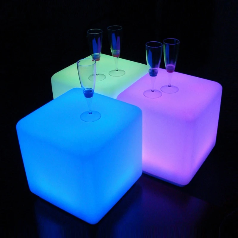 20INCH LED Cube Light Luminous Furniture Remote Control 16-Color  Cubic Stool Lamp for Outdoor Indoor Night Party Decor