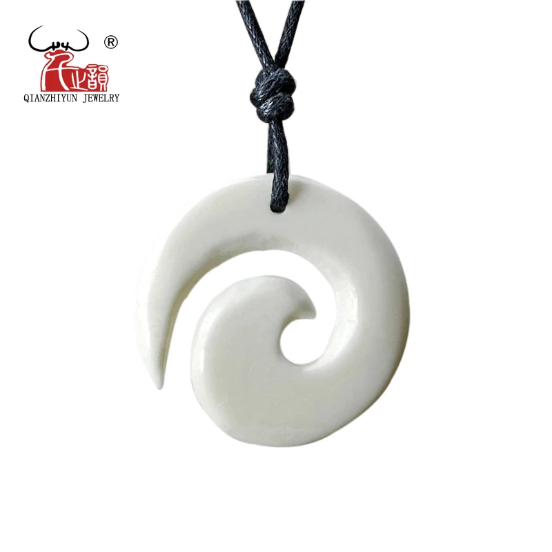 GX016 New Zealand Maori yak bone Koru pendant handmade jewelry Primitive tribes totem amulet spiral pendant for Sea fishing